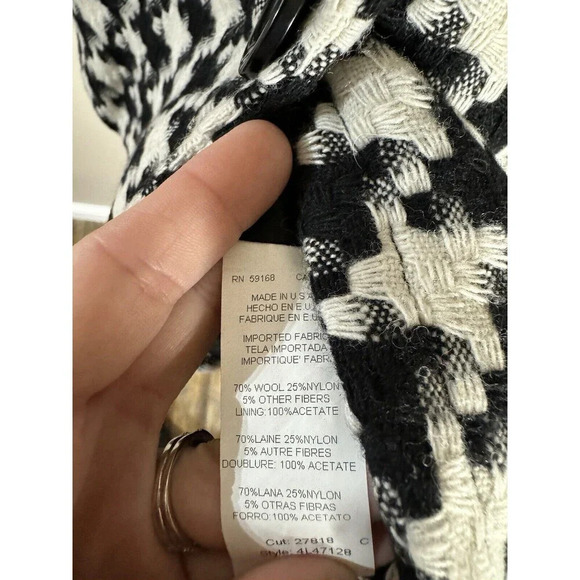Karen Kane Wool Blend Houndstooth Cropped Coat Big Buttons size S - Picture 3 of 8